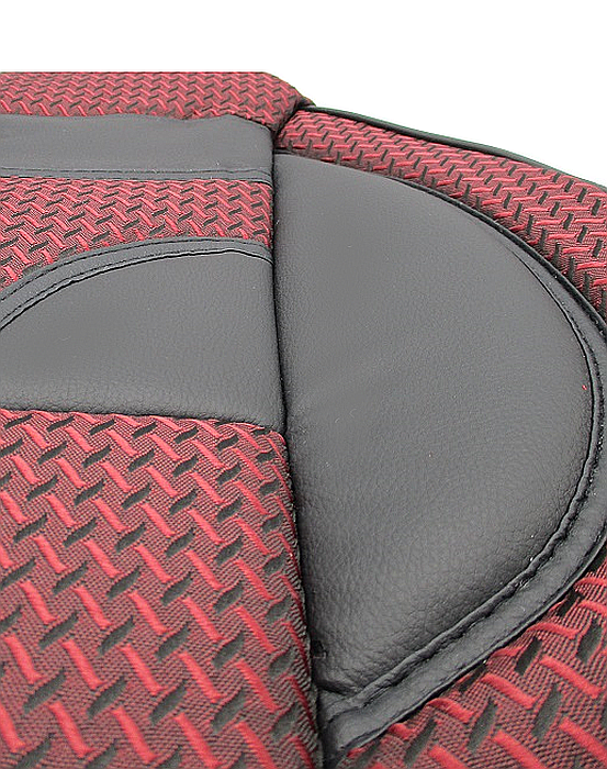 Huse Scaune Auto Textil cu Piele Ecologica SET 11 piese Rosu [2]