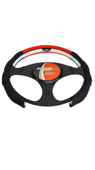 Husa Volan Auto Sport din piele ecologica, Roșu & Negru, Universală 37–39 cm [3]