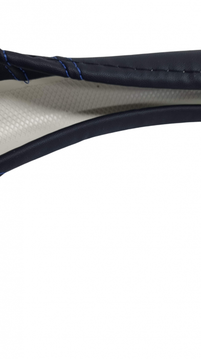 Husa volan din piele ecologica 37-39 cm Profil Sport Cusatura Albastra [4]