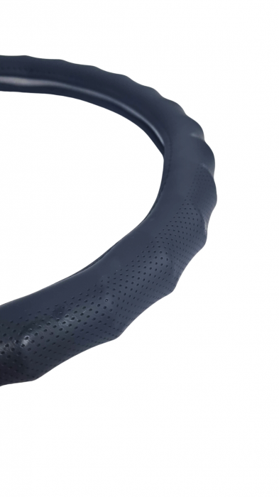 Husa volan din piele ecologica 37-39 cm Profil Sport Neagra [2]