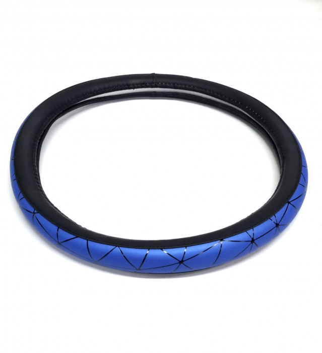 Husa volan din piele ecologica 37-39 cm Spider Albastra [3]