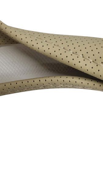 Husa volan Piele Calitate Premium Bej Perforat 37-39cm [4]