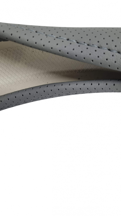 Husa volan Piele Calitate Premium Gri Perforat 37-39cm [4]