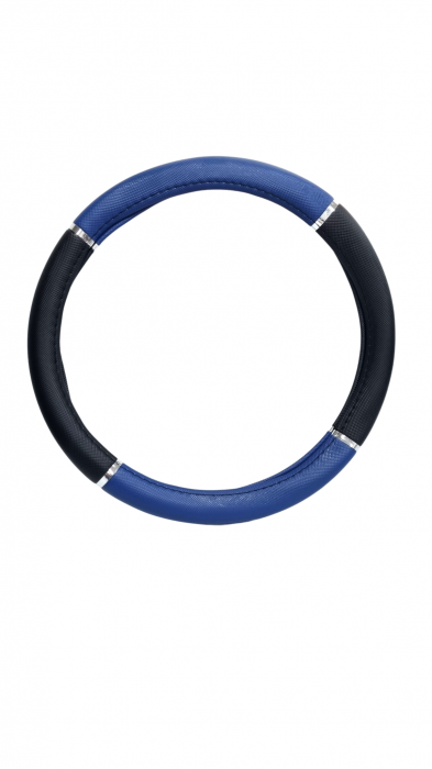 Husa volan piele ecologica 37-39cm Crom_Albastru [3]