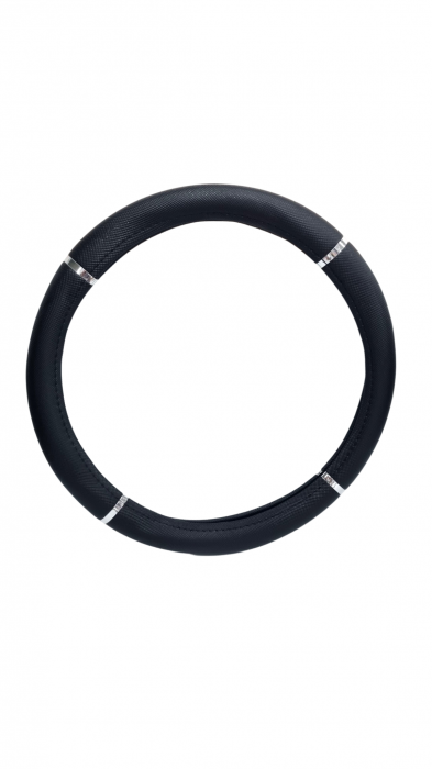 Husa volan piele ecologica 37-39cm Crom_Negru [3]