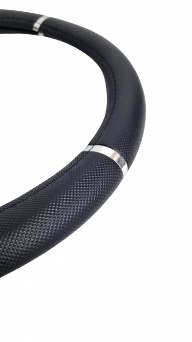 Husa volan piele ecologica 37-39cm Crom_Negru [2]