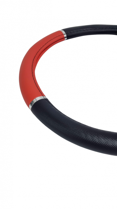 Husa volan piele ecologica 37-39cm Crom_Rosu [2]