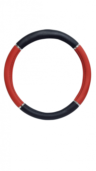 Husa volan piele ecologica 37-39cm Crom_Rosu [3]