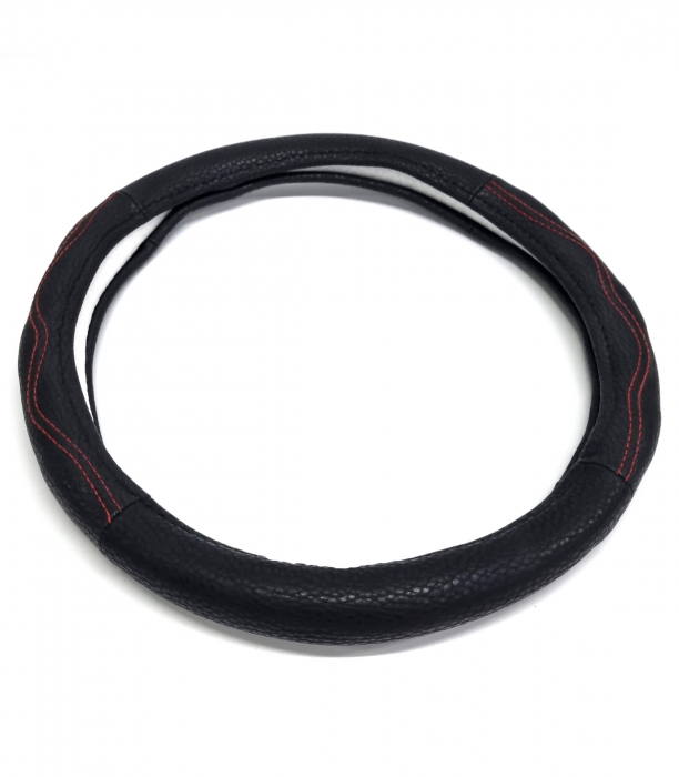 Husa volan piele ecologica 37-39cm Negru_Cusatura [3]