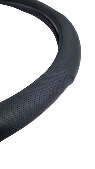 Husa volan piele ecologica 37-39cm Negru Perforat [2]