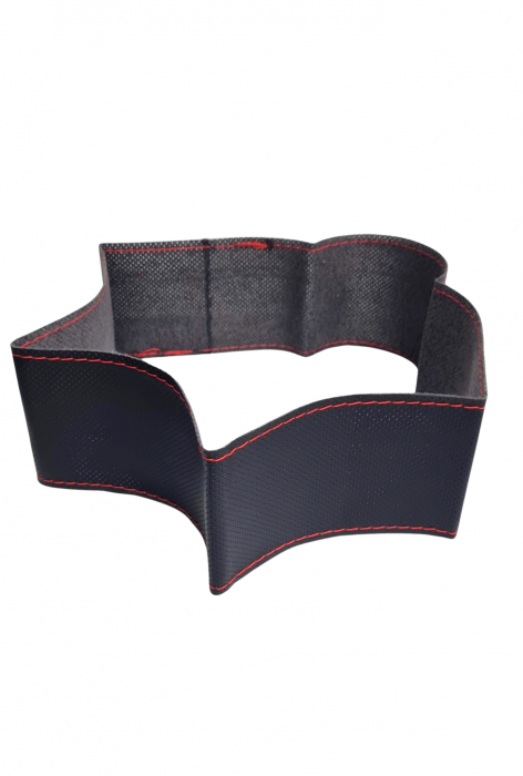 Husa volan Piele Ecologica cu Ac si Ata Rosie 37-39cm [3]