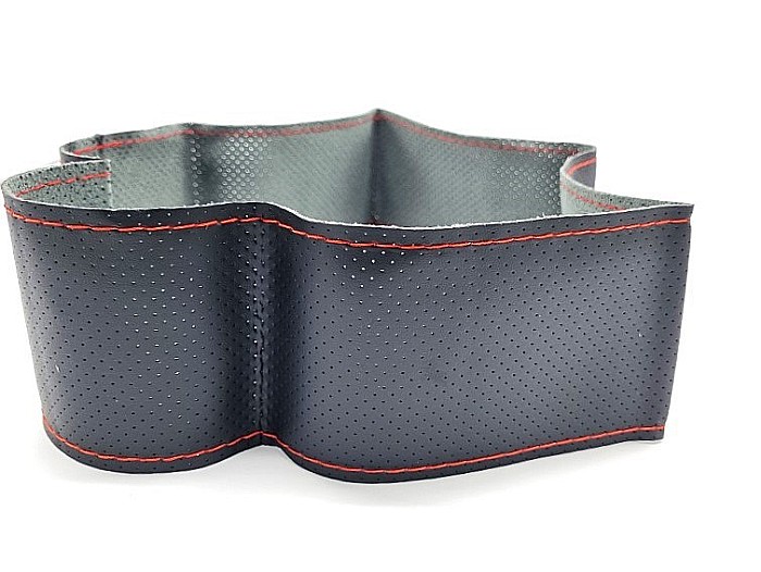 Husa volan Piele Ecologica cu Ac si Ata Rosie 40 cm [2]