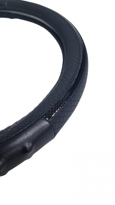 Husa volan Piele Ecologica cu Silicon Negru 37-39cm [3]