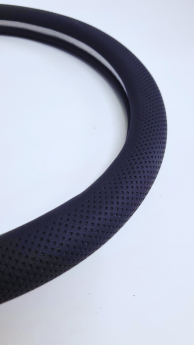 Husa volan piele ecologica perforat Negru 37-39cm [2]