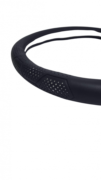 Husa volan piele ecologica Perforata cu Gri 37-39cm [2]