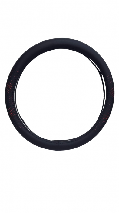 Husa volan piele ecologica Perforata cu Rosu 37-39cm [4]
