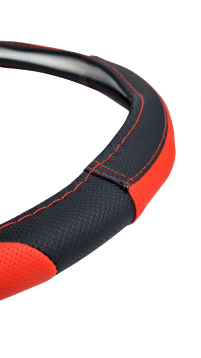 Husa volan piele ecologica rosie 37-39cm [2]