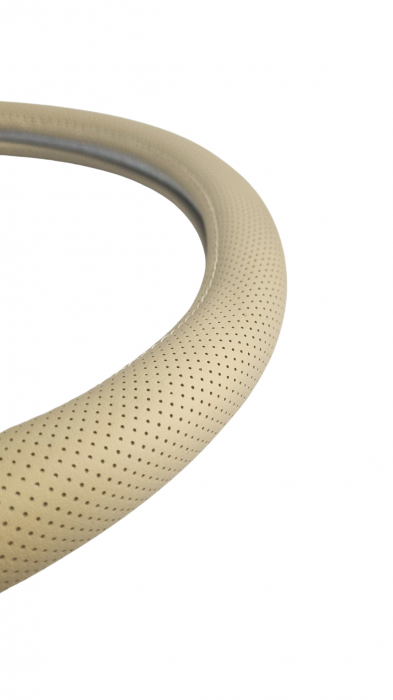 Husa volan Piele Naturala Bej Perforata 37-39cm [2]
