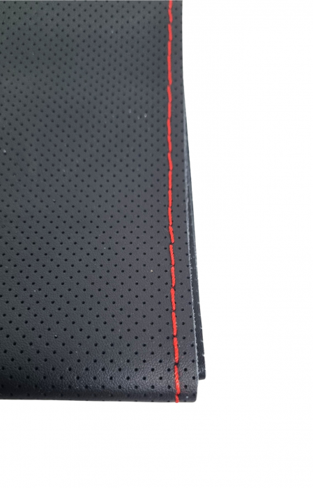 Husa volan piele naturala cu ac si ata rosie 37-39 cm [2]