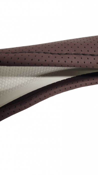 Husa volan Piele Naturala Maro Perforata 37-39cm [3]