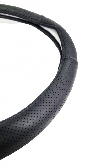 Husa volan Piele Naturala Neagra 37-39cm perforata [2]