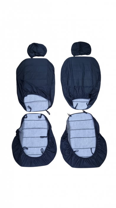 Huse scaune auto universale Fractionate, material textil si burete 5mm, 11 piese, Negru+Bej [6]