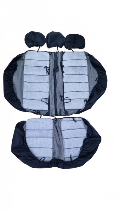 Huse scaune auto universale Fractionate, material textil si burete 5mm, 11 piese, Negru+Bej [7]