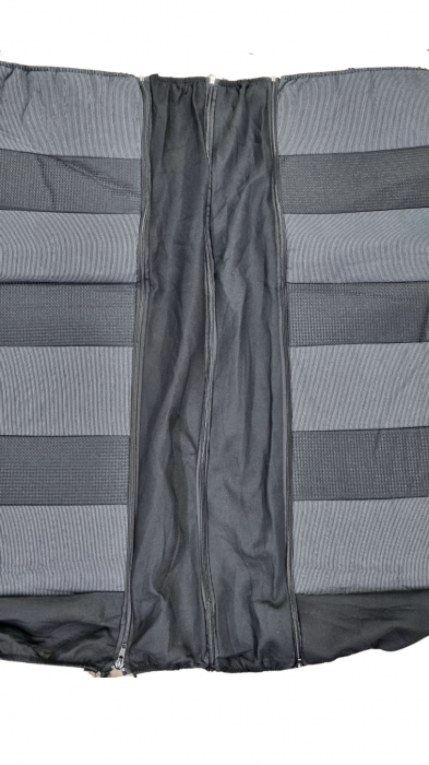 Huse scaune auto universale Fractionate, material textil si burete 5mm, 11 piese, Negru+Gri [5]
