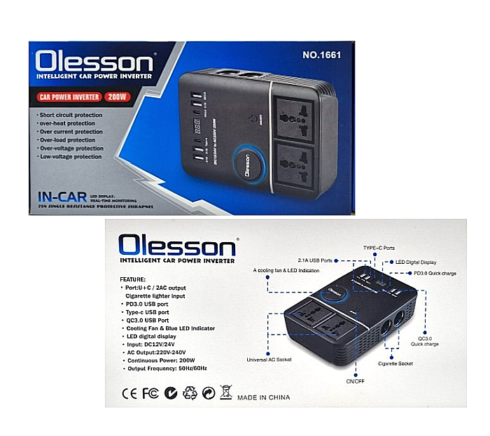 Invertor auto Olesson 1661 220V/200W [2]