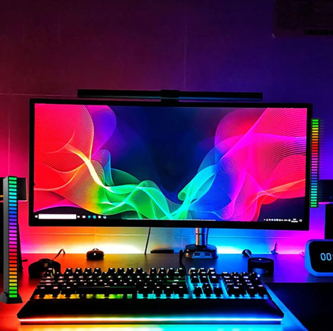 Bara LED RGB cu Sincronizare Muzicala 32 LED-uri, Senzor Sunet, 17 Culori, Moduri Multiple [3]