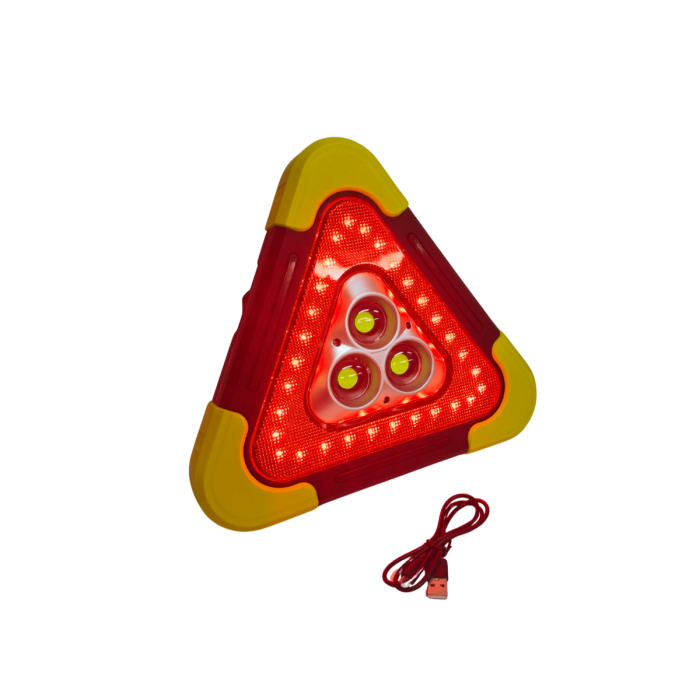 Lampa LED Triunghiulara 3 COB Multifuncționala – Semnalizare, Avertizare și Iluminat, Incarcare solara si USB [5]