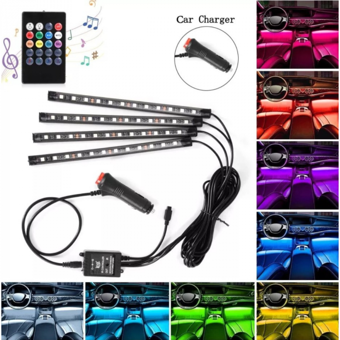 Lumini Ambientale KIT 4 Benzi Led RGB cu Telecomanda [1]