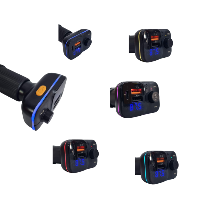 Modulator MP3 Player, FM, Bluetooth, 2 USB+Tip C, cu joc lumini 7 RGB [5]