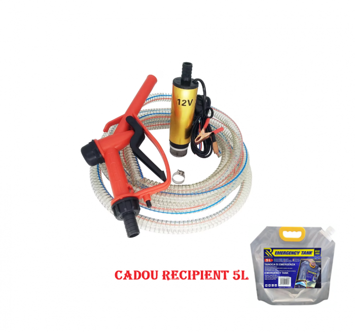 Pompa transfer Benzina/Motorina/Alte Lichide 12V + CADOU RECIPIENT 5L [1]