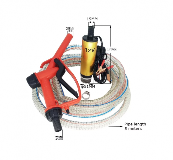 Pompa transfer Benzina/Motorina/Alte Lichide 12V + CADOU RECIPIENT 5L [3]