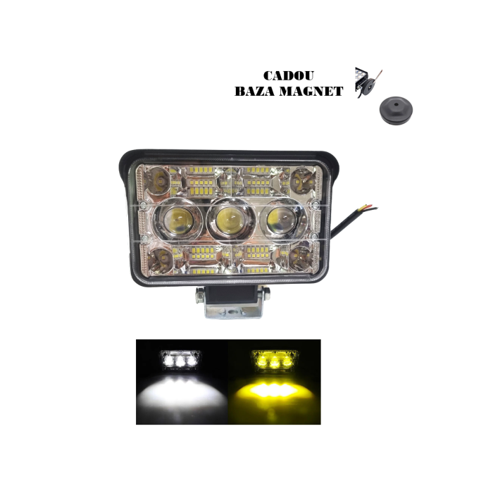 Proiector 24 LED Lupa COB cu 2 faze iluminare 12V + CADOU Baza Magnet [1]