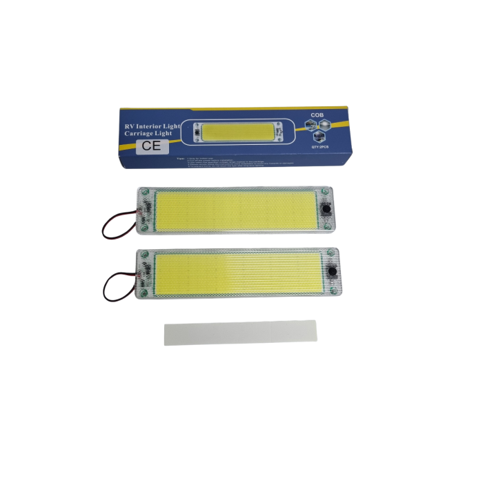 Set 2 placi LED COB ultra bright cu buton ON/OFF 1900LM 24.7CM 12V pentru interior auto [4]