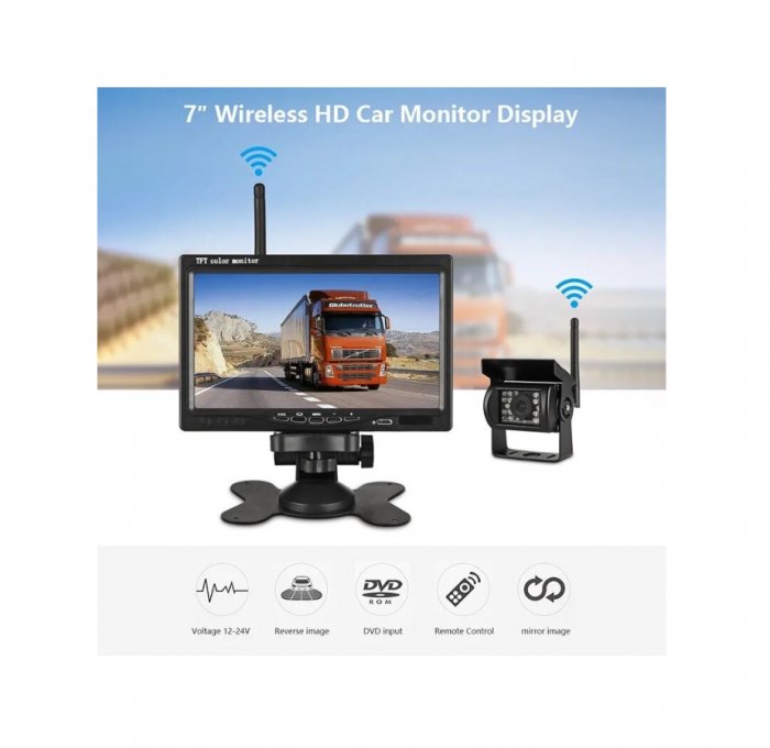 Sistem Camera Auto Wireless cu Monitor HD Camera 7" IR WaterProof [2]