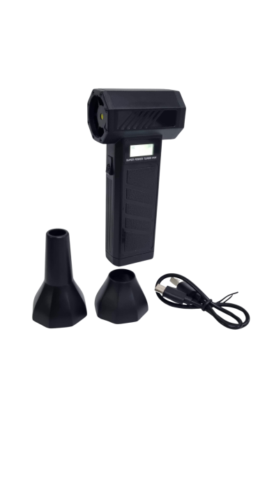 Suflanta aer comprimat portabila Turbo Fan P30 wireless air duster electric cu afisaj digital 4 trepte putere lanterna LED USB 2 capete [3]