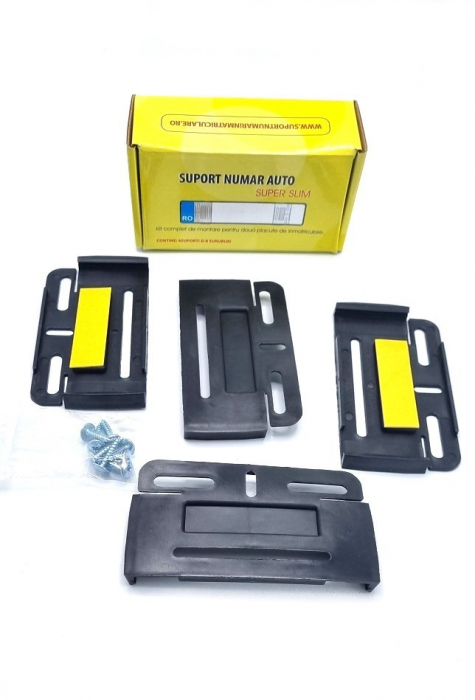 Suporti Numar Inmatriculare Ultra Slim Negru Set 4 Buc [3]