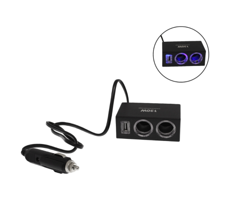Adaptoare Bricheta Auto - Adaptor bricheta auto cu 2 intrari LED, mufa USB Olesson 1522
