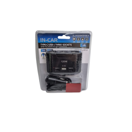 Adaptoare Bricheta Auto - Adaptor bricheta auto cu 3 intrari, 2 PD-Type C, 1 USB 3.1A Olesson 2012 120W