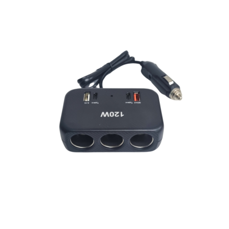 Adaptoare Bricheta Auto - Adaptor bricheta auto cu 3 intrari, mufe Incarcare Rapida QC, USB, 2x PD 120W 12-24V