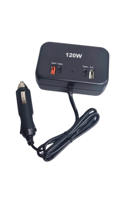 Adaptor bricheta auto cu 3 intrari, mufe Incarcare Rapida QC, USB, 2x PD 120W 12-24V [1]