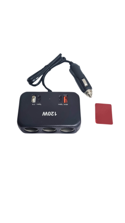 Adaptor bricheta auto cu 3 intrari, mufe Incarcare Rapida QC, USB, 2x PD 120W 12-24V [2]