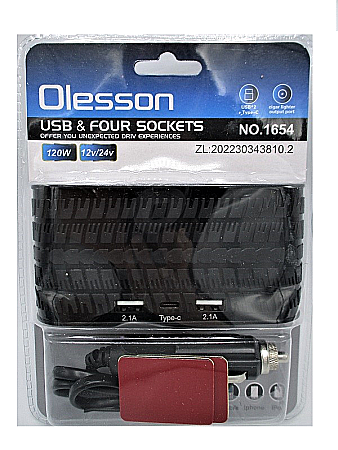Adaptor bricheta auto 4 intrari si mufe 2xUSB, 1xType-C 120W Olesson 1654 120W [2]