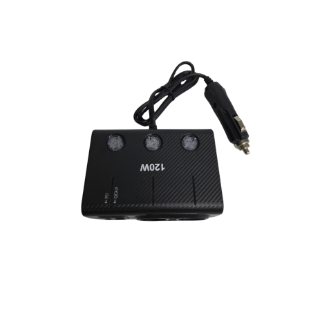 Adaptoare Bricheta Auto - Adaptor bricheta auto triplu 120W cu intrerupatoare LED USB QC PD 12V 24V