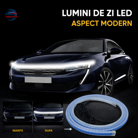 Lumini Ambientale Auto - Banda LED Capota Auto 150cm 6500K Alb Rece 12V – Lumini de Zi, Flexibila