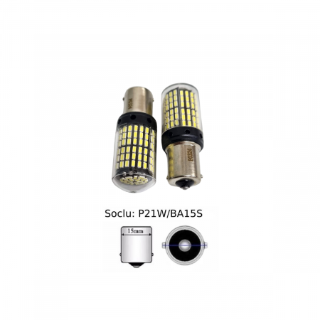Becuri Led Semnal - Bec semnal 144 SMD BA15S Lumina Alba