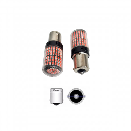 Becuri Led Semnal - Bec semnal 144 SMD BA15S Lumina Rosie